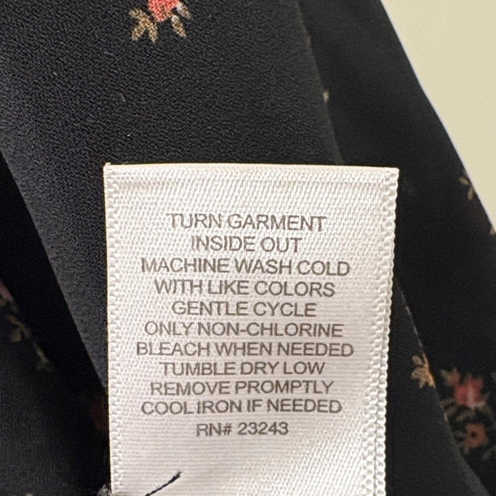 New York & Company Black Blouse with Pink Floral Pattern - Picture 9 of 9
